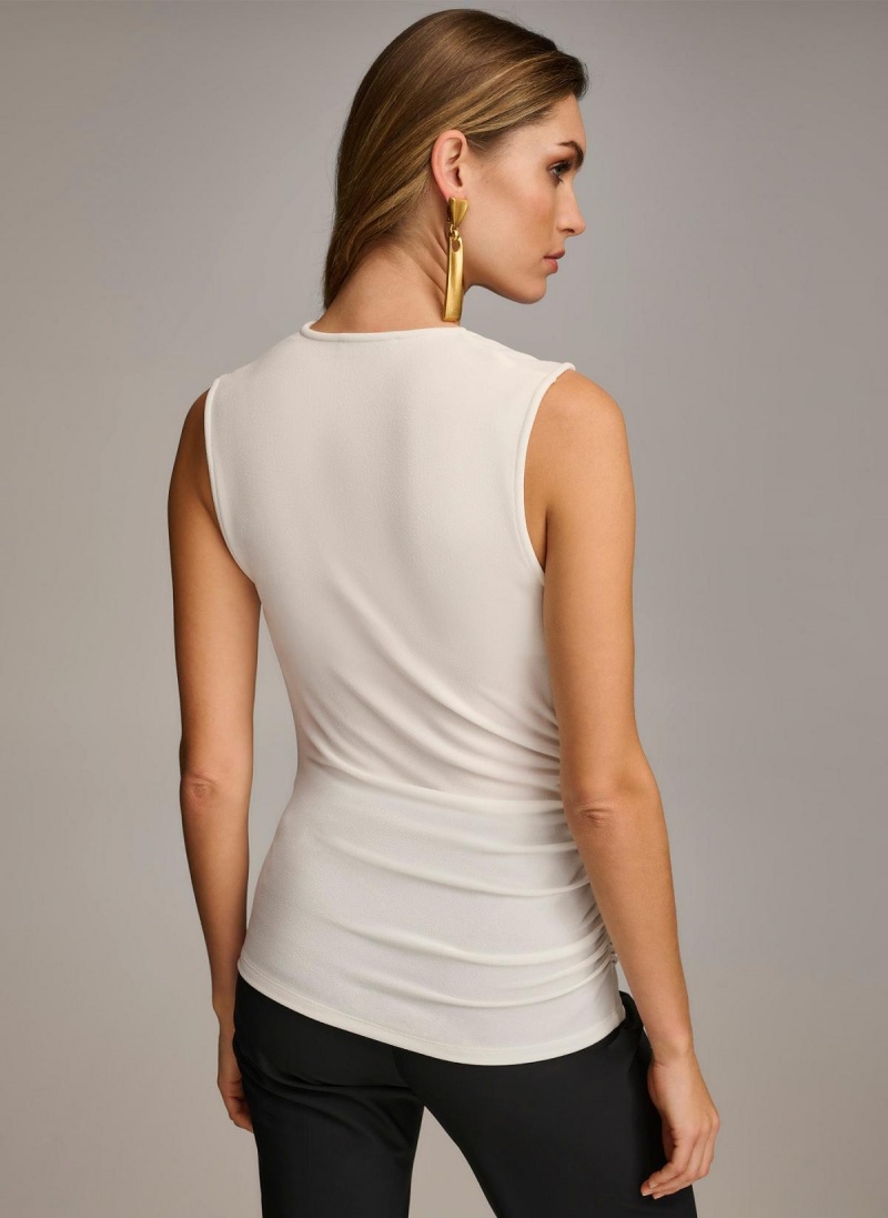 Cream Donna Karan Shoulder Hardware Sweaters and Tops | PH_DK80515