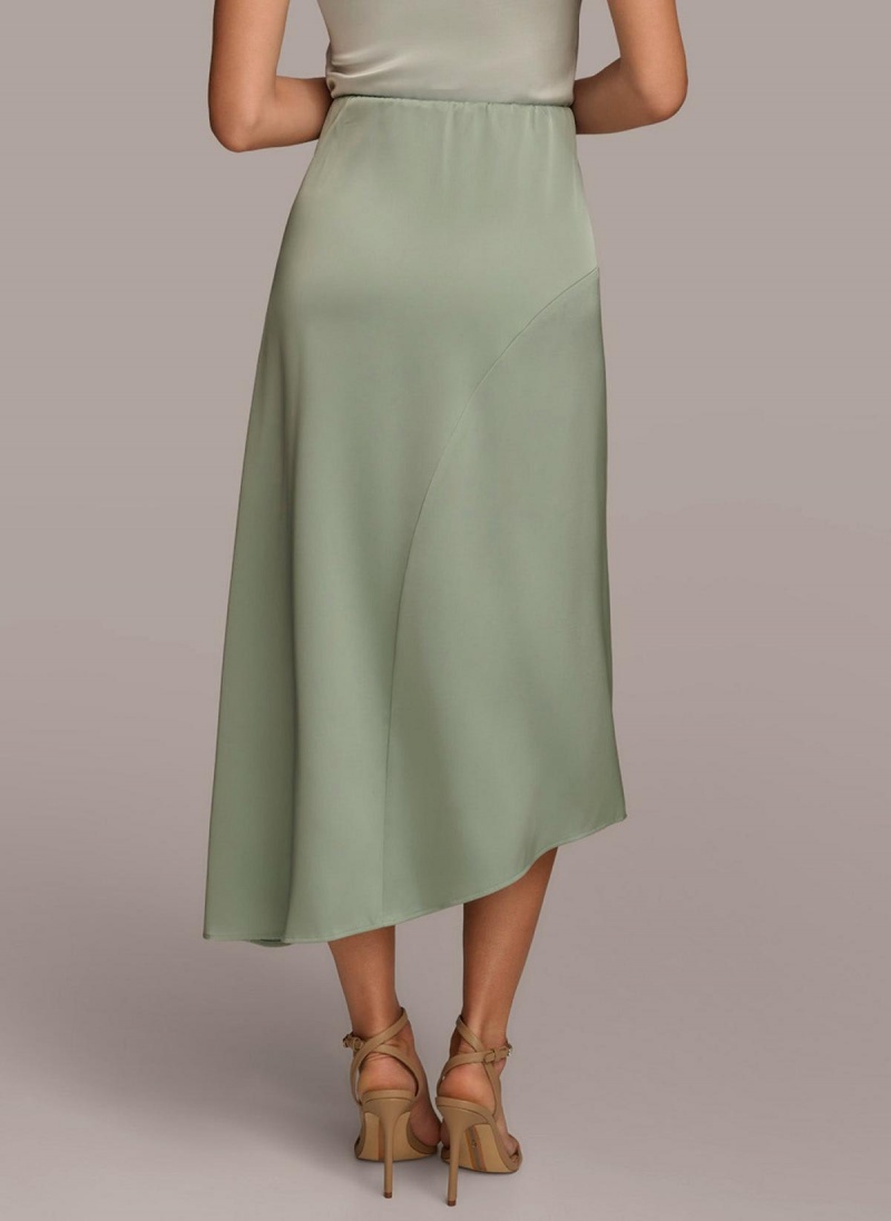 Green Donna Karan Asymmetrical Flare Hem Skirt | PH_DK22576