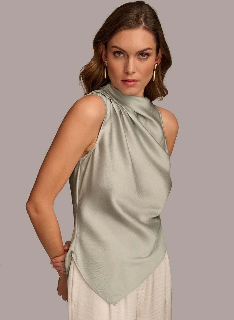 Grey Donna Karan Ruched With Angled Hem Sweaters and Tops | PH_DK81468