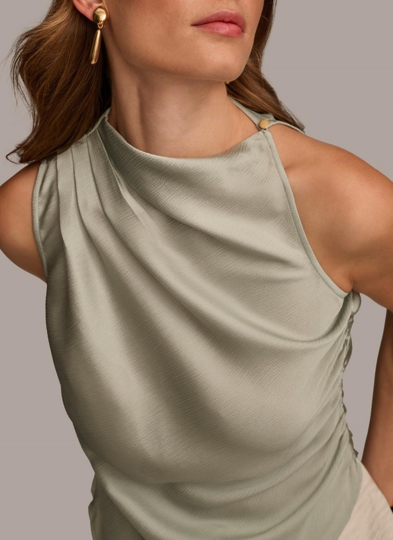 Grey Donna Karan Ruched With Angled Hem Sweaters and Tops | PH_DK81468