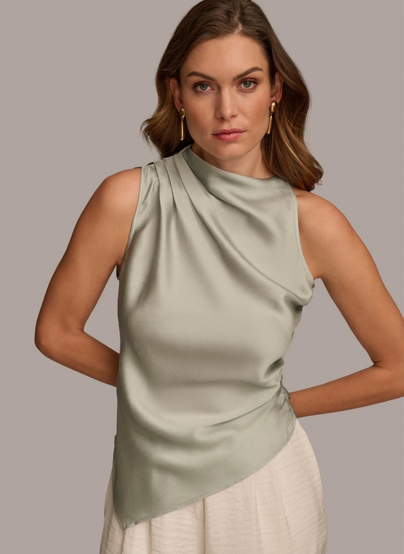 Grey Donna Karan Ruched With Angled Hem Sweaters and Tops | PH_DK81468