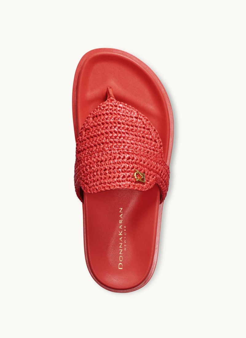 Red Donna Karan Hira Flat Sandals | PH_DK51487