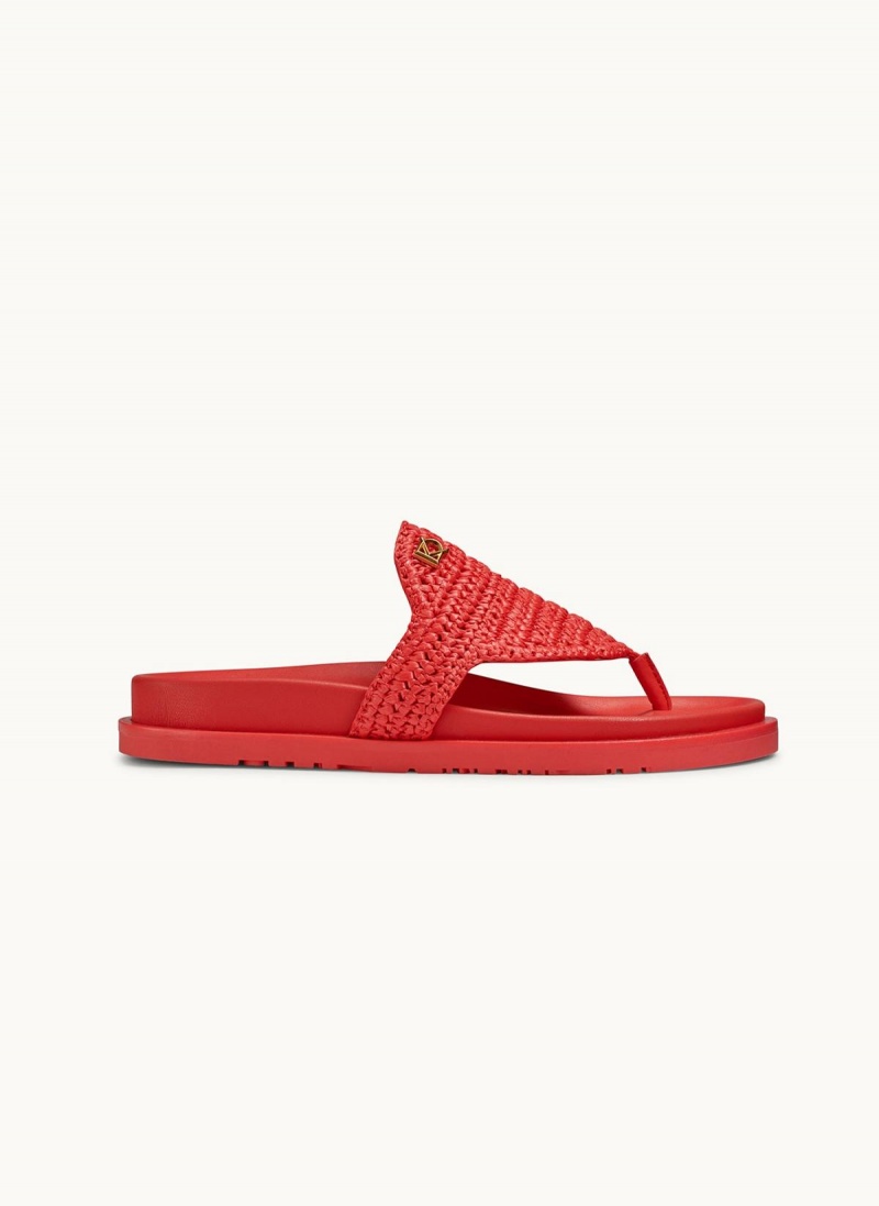 Red Donna Karan Hira Flat Sandals | PH_DK51487