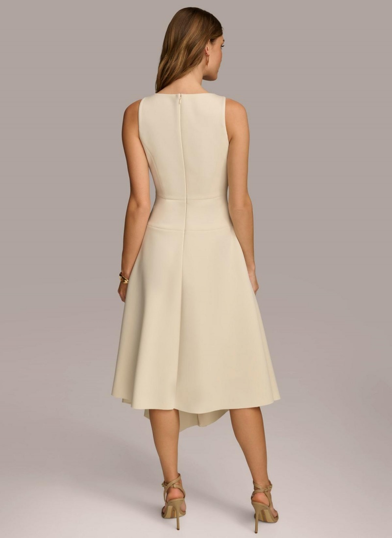 White Donna Karan Asymmetrical Midi Dress | PH_DK90490