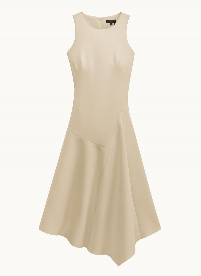 White Donna Karan Asymmetrical Midi Dress | PH_DK90490