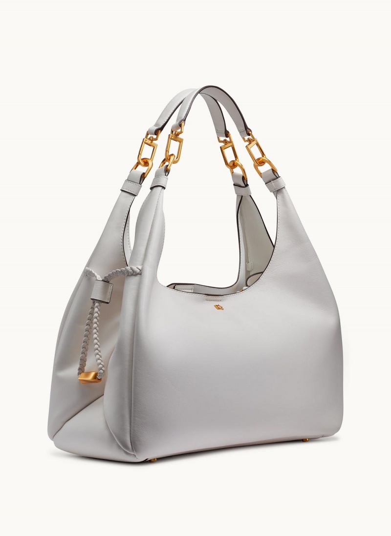 White Donna Karan Bellerose Hobo Bag | PH_DK18972