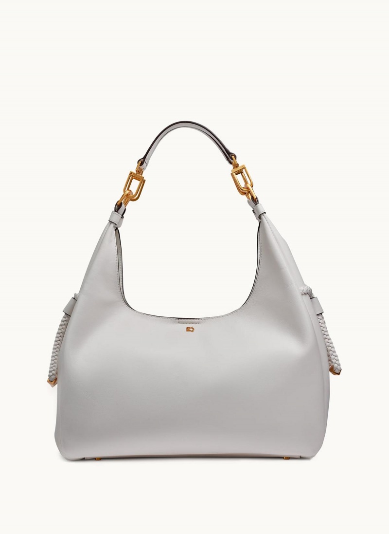 White Donna Karan Bellerose Hobo Bag | PH_DK18972