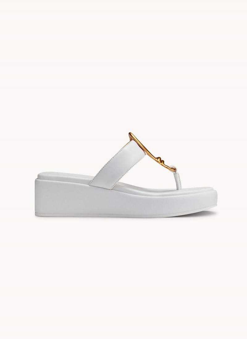 White Donna Karan Harlyn Wedge Sandals | PH_DK42093