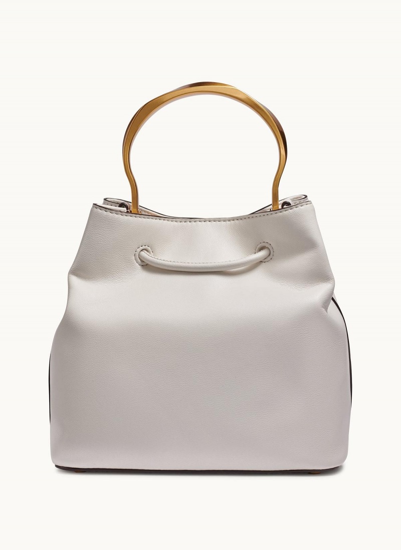 White Donna Karan Lawrence Bucket Satchel | PH_DK82271