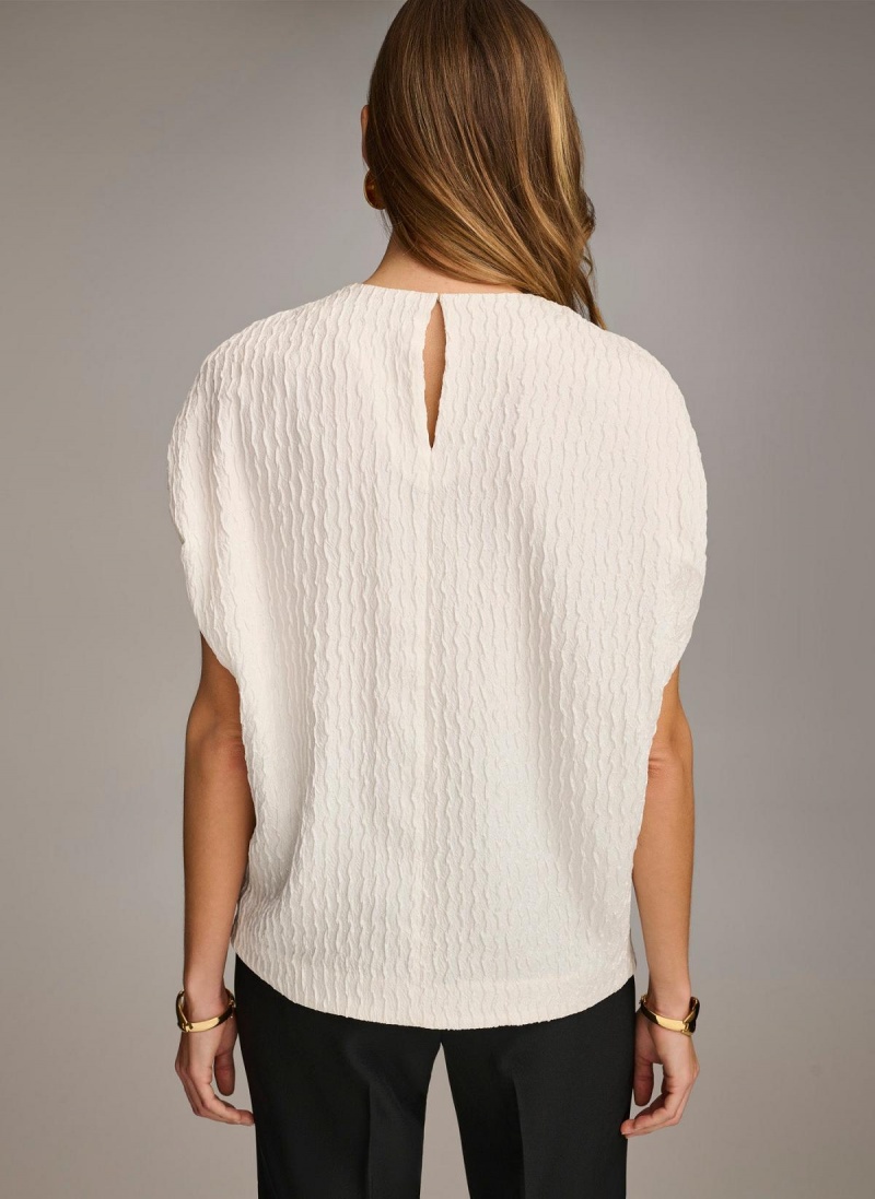 White Donna Karan Textured Sweaters and Tops | PH_DK51612