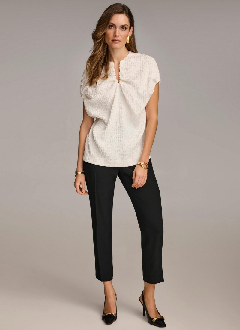 White Donna Karan Textured Sweaters and Tops | PH_DK51612